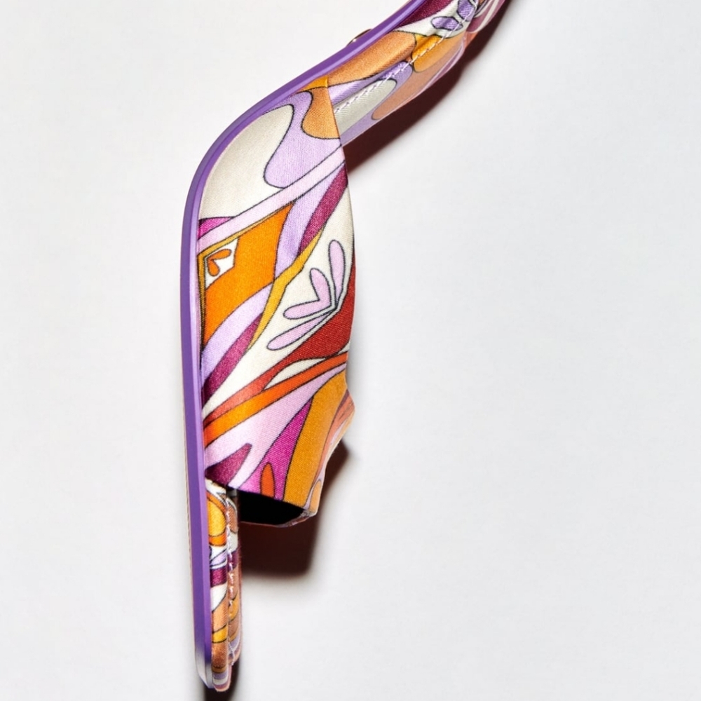 Zara Orange Purple Pink Patterned Block Heel Sandals - Picture 2 of 9